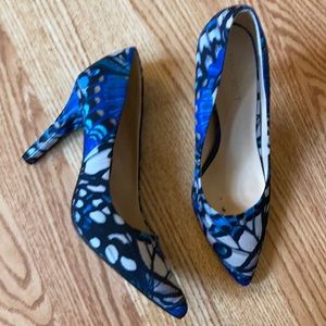 Nine West high heeled multi colored blues.